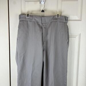 Dickies Work Pants Mens Sz 36 X 30 Gray Flat Front Straight Leg Waist Altered 34